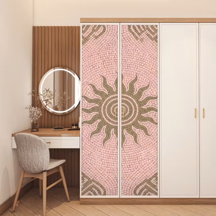 Deursticker - Mozaïek - Zon - Patroon - Klassiek - Roze — 5