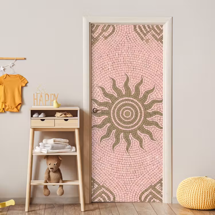 Deursticker - Mozaïek - Zon - Patroon - Klassiek - Roze — 6