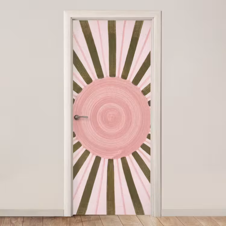 Deursticker - Patroon - Cirkel - Stralen - Abstract - Roze — 1