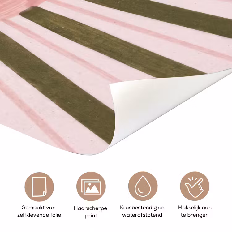 Deursticker - Patroon - Cirkel - Stralen - Abstract - Roze — 3