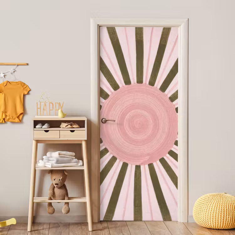 Deursticker - Patroon - Cirkel - Stralen - Abstract - Roze — 6
