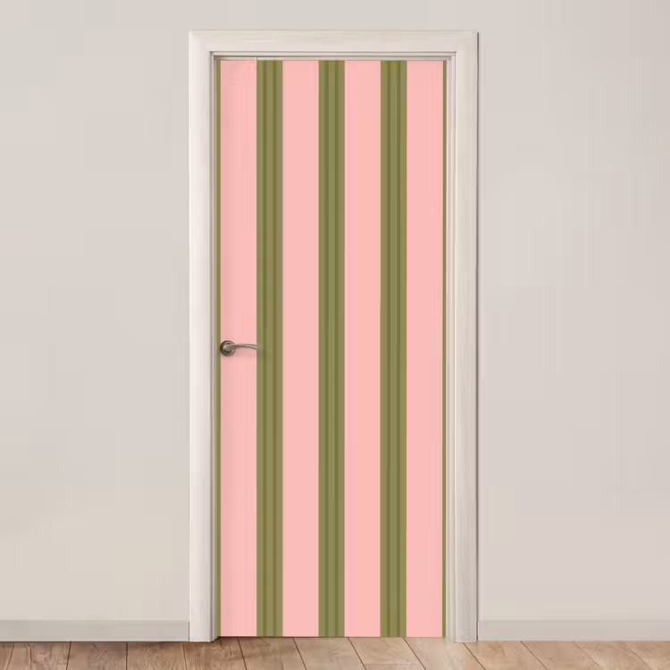 Deursticker - Patroon - Strepen - Abstract - Roze - Groen — 1