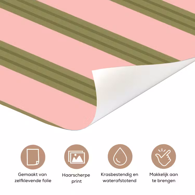 Deursticker - Patroon - Strepen - Abstract - Roze - Groen — 3