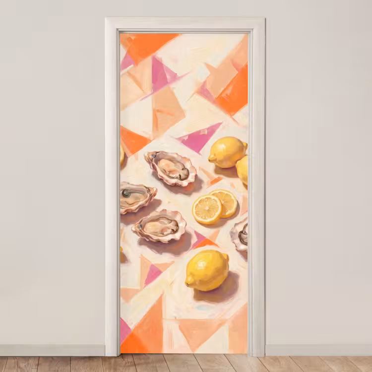Deursticker - Stilleven - Citroenen - Oesters - Abstract - Oranje — 1