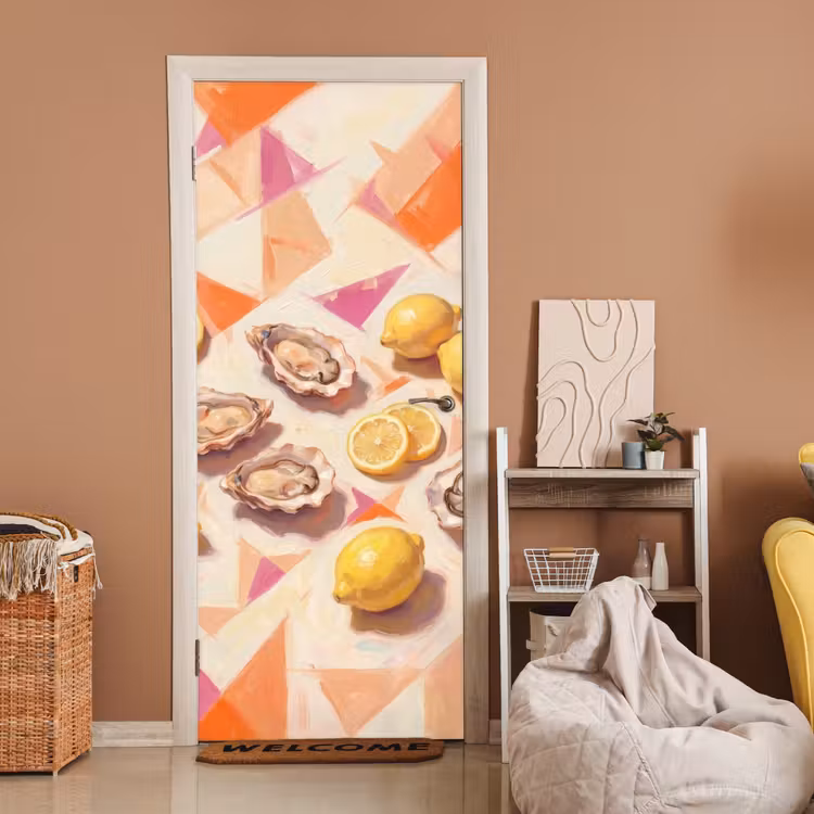 Deursticker - Stilleven - Citroenen - Oesters - Abstract - Oranje — 2