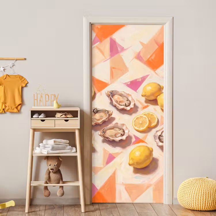 Deursticker - Stilleven - Citroenen - Oesters - Abstract - Oranje — 6
