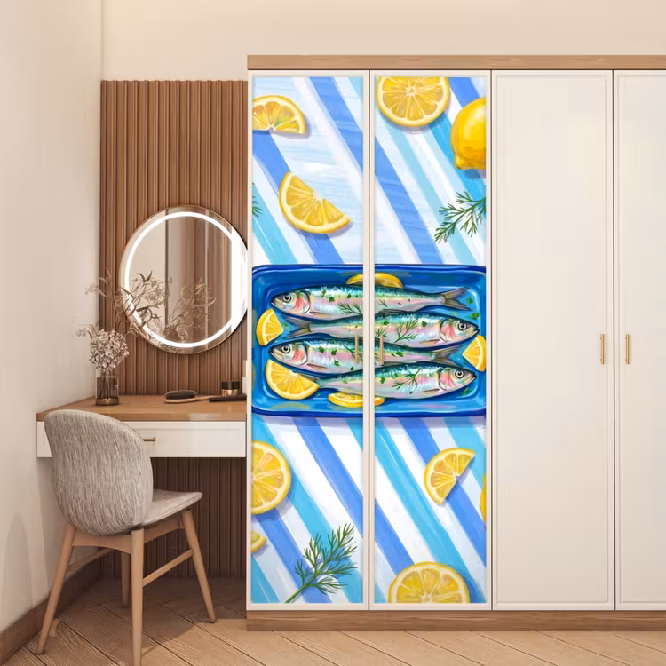 Deursticker - Vis - Citroen - Kruiden - Eten - Blauw — 5