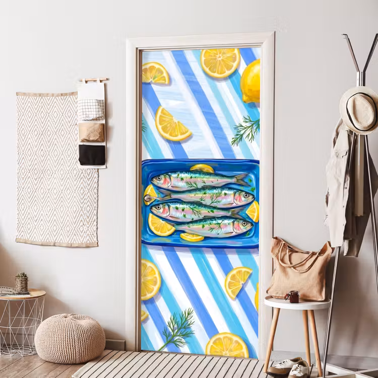 Deursticker - Vis - Citroen - Kruiden - Eten - Blauw — 8