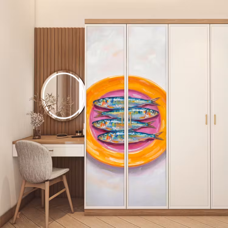 Deursticker - Vis - Vier - Eten - Modern - Kleurrijk — 5