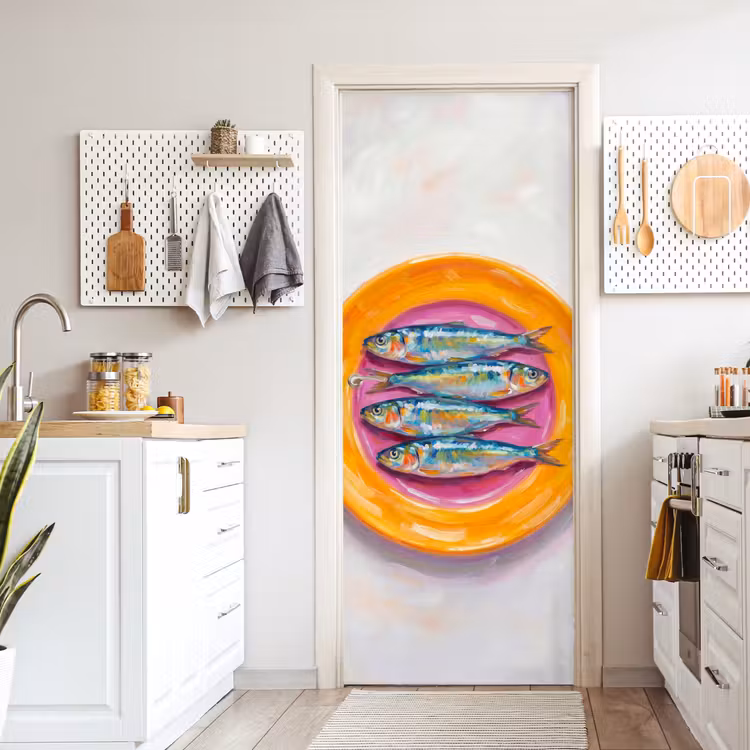 Deursticker - Vis - Vier - Eten - Modern - Kleurrijk — 7