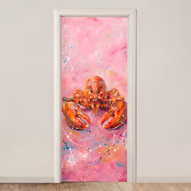 Deursticker - Zeeleven - Kreeft - Spatters - Abstract - Roze — 1