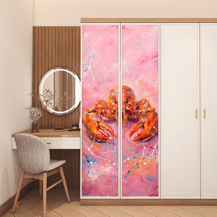 Deursticker - Zeeleven - Kreeft - Spatters - Abstract - Roze — 5