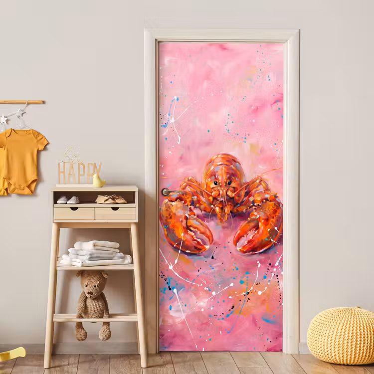 Deursticker - Zeeleven - Kreeft - Spatters - Abstract - Roze — 6