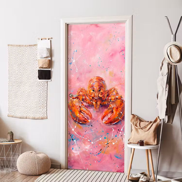 Deursticker - Zeeleven - Kreeft - Spatters - Abstract - Roze — 8