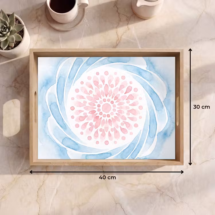 Dienblad - Abstract - Bloemvorm - Aquarel - Roze - Blauw — 9
