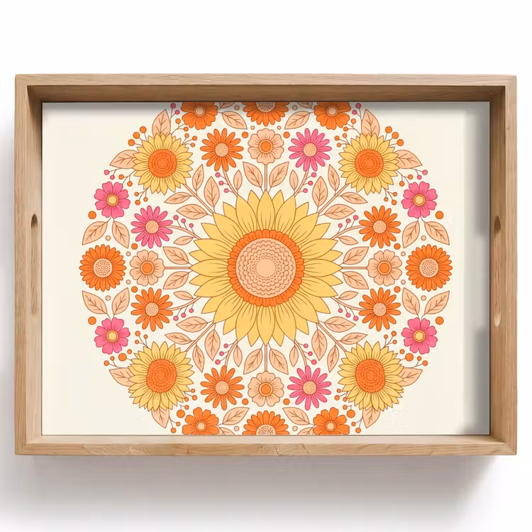 Dienblad - Bloemen - Mandala - Patroon - Kleurrijk — 1