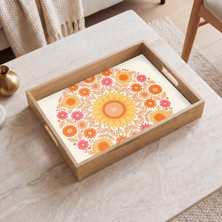 Dienblad - Bloemen - Mandala - Patroon - Kleurrijk — 2