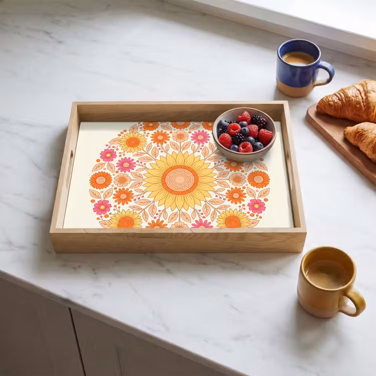 Dienblad - Bloemen - Mandala - Patroon - Kleurrijk — 4