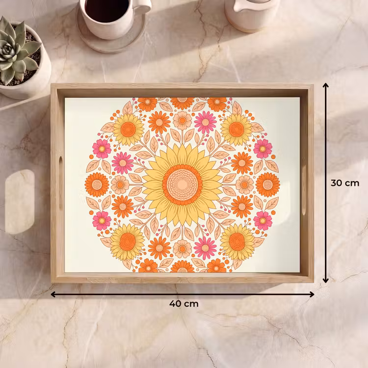 Dienblad - Bloemen - Mandala - Patroon - Kleurrijk — 9