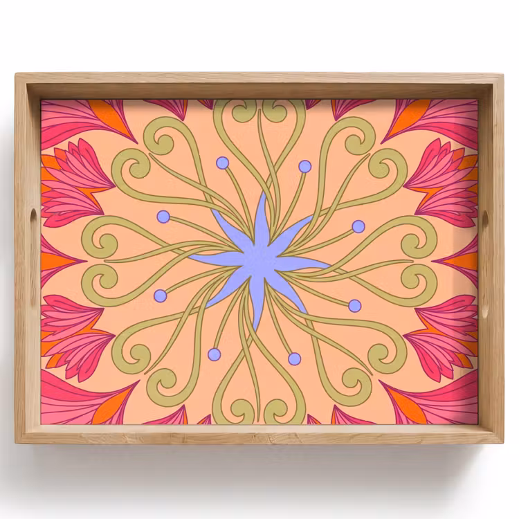 Dienblad - Bloemen - Patroon - Abstract - Roze - Decoratief — 1