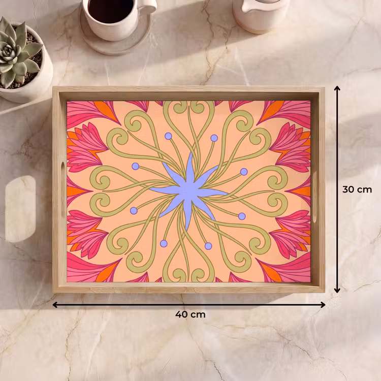 Dienblad - Bloemen - Patroon - Abstract - Roze - Decoratief — 9