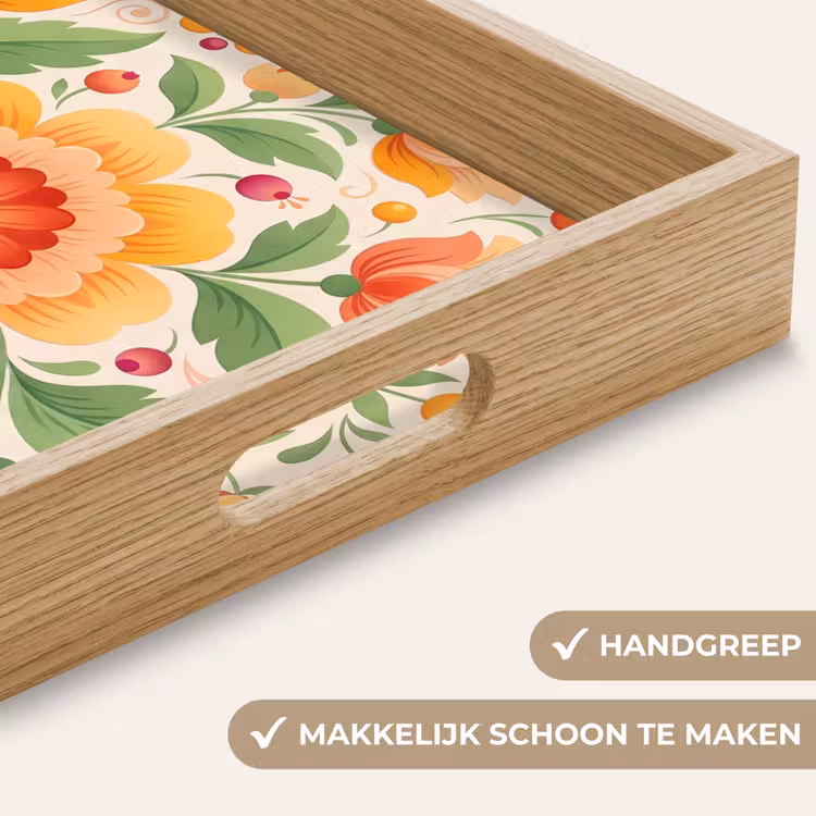 Dienblad - Bloemen - Patroon - Decoratief - Oranje — 5