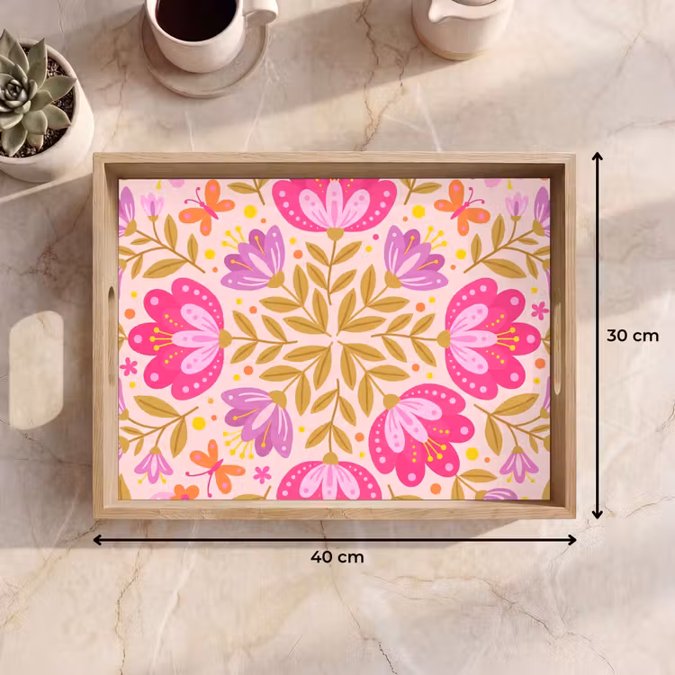 Dienblad - Bloemen - Patroon - Natuur - Abstract - Roze — 9