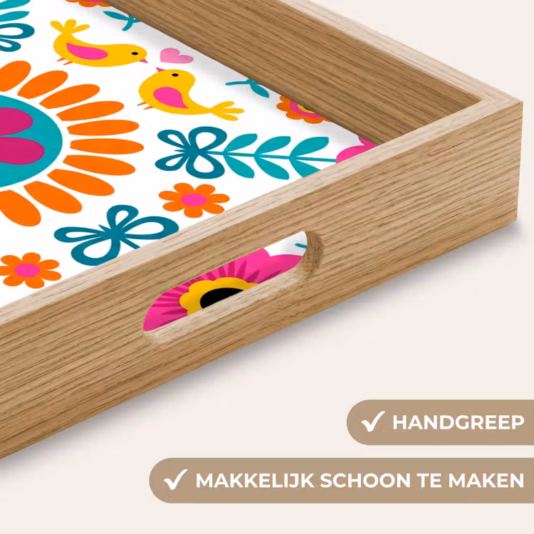 Dienblad - Bloemen - Vogel - Patroon - Kleurrijk - Modern — 5
