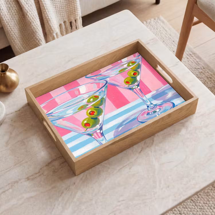 Dienblad - Cocktail - Olijven - Kunst - Modern - Roze — 2