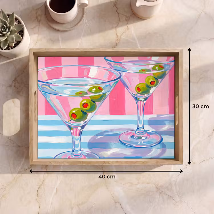 Dienblad - Cocktail - Olijven - Kunst - Modern - Roze — 9