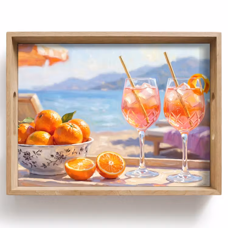 Dienblad - Drank - Glazen - Strand - Zomer - Oranje — 1