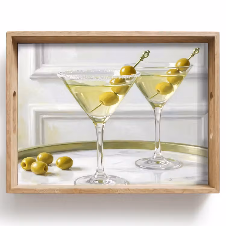 Dienblad - Drank - Martini - Olijven - Modern - Wit — 1