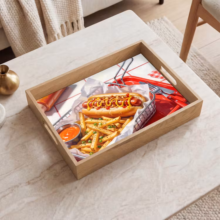 Dienblad - Eten - Hotdog - Fastfood - Modern - Rood — 2