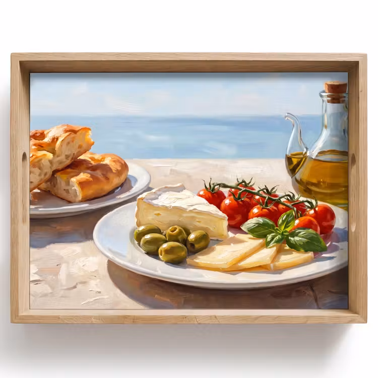 Dienblad - Eten - Middellandse Zee - Natuur - Geschilderd — 1