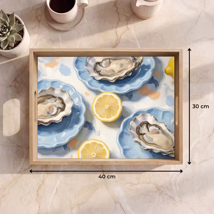 Dienblad - Eten - Oesters - Citroenen - Modern - Geel — 9