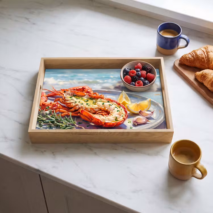 Dienblad - Eten - Zee - Kust - Modern - Blauw — 4