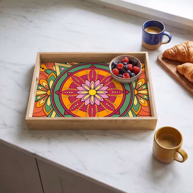 Dienblad - Mandala - Bloemen - Abstract - Kleurrijk — 4