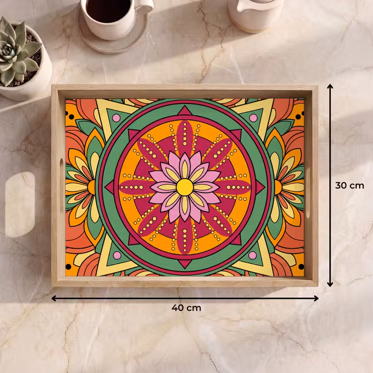 Dienblad - Mandala - Bloemen - Abstract - Kleurrijk — 9