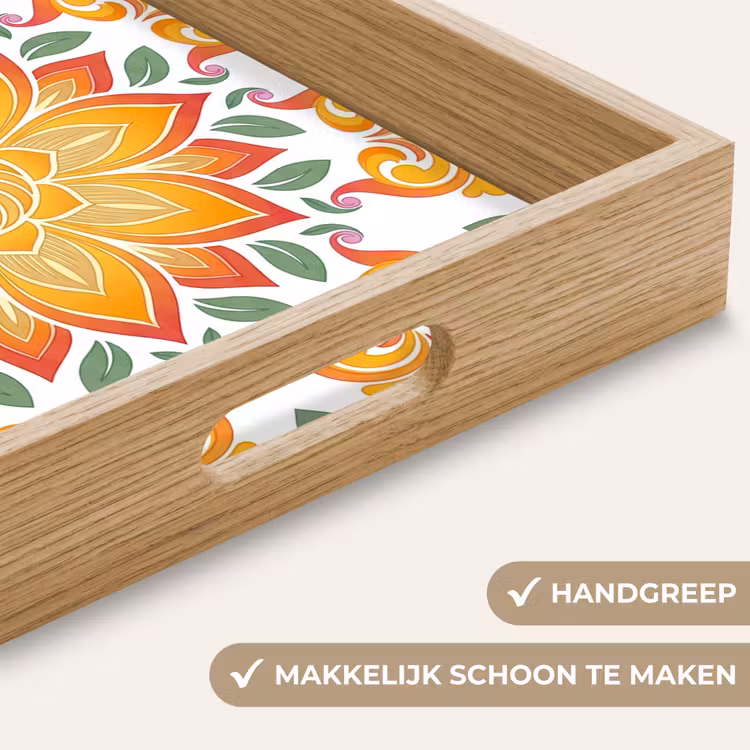 Dienblad - Mandala - Bloemen - Decoratie - Kleurrijk - Abstract — 5