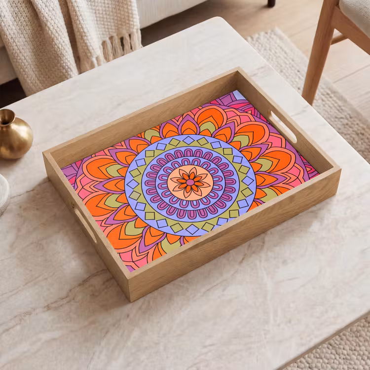 Dienblad - Mandala - Cirkel - Abstract - Kleurrijk - Patroon — 2