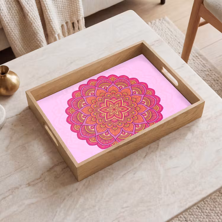 Dienblad - Mandala - Cirkel - Spiritueel - Oosters - Roze — 2