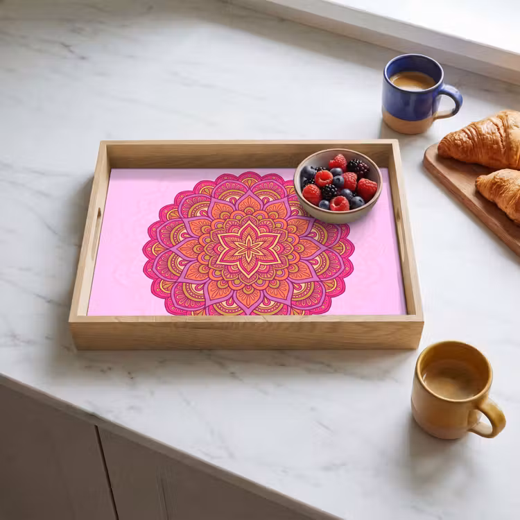 Dienblad - Mandala - Cirkel - Spiritueel - Oosters - Roze — 4