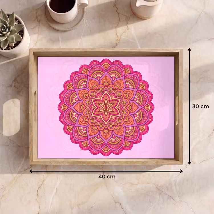 Dienblad - Mandala - Cirkel - Spiritueel - Oosters - Roze — 9