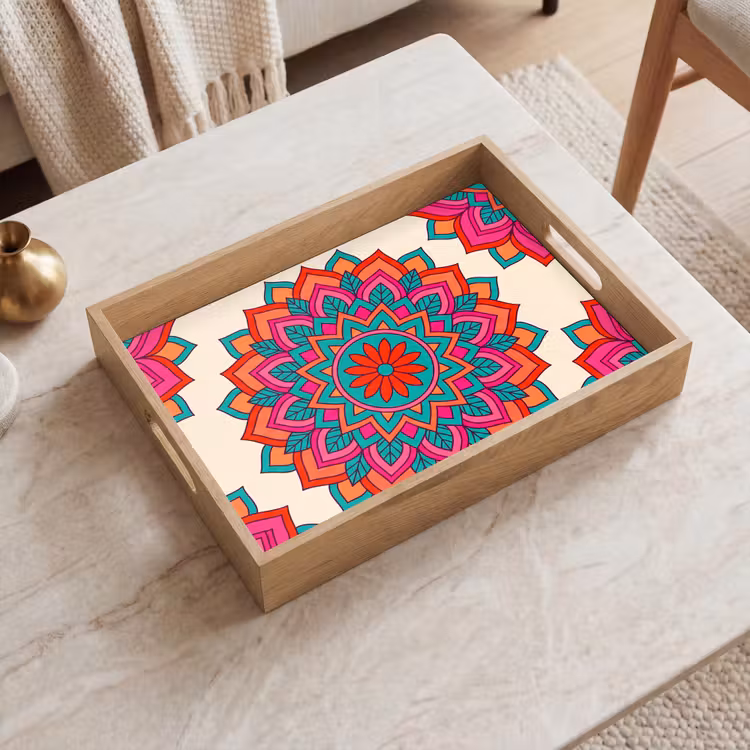 Dienblad - Mandala - Patroon - Abstract - Kleurrijk - Modern — 2