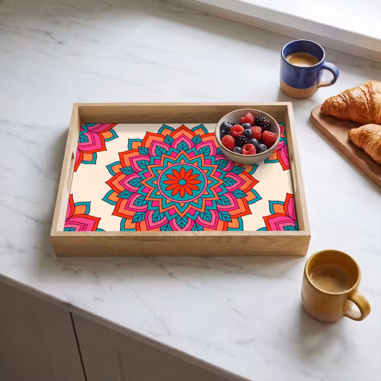 Dienblad - Mandala - Patroon - Abstract - Kleurrijk - Modern — 4