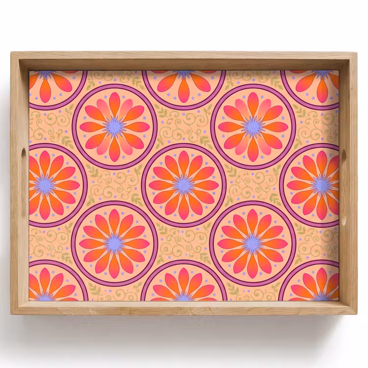 Dienblad - Patroon - Bloemen - Decoratief - Kleurrijk - Modern — 1