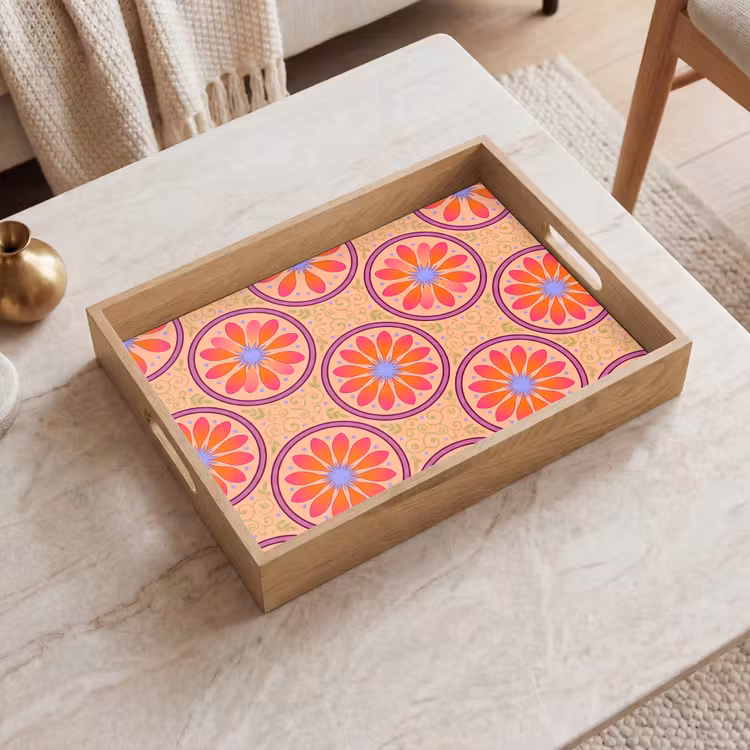 Dienblad - Patroon - Bloemen - Decoratief - Kleurrijk - Modern — 2