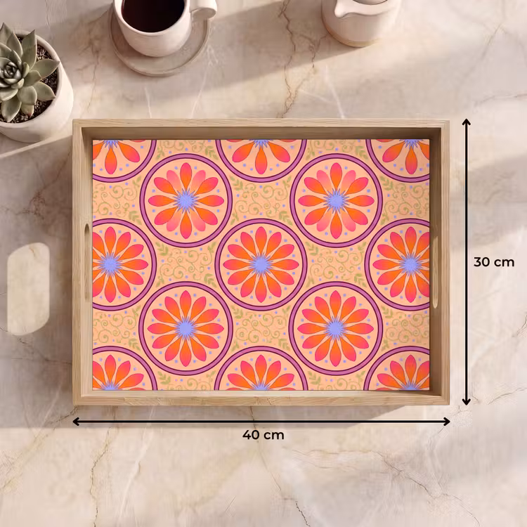 Dienblad - Patroon - Bloemen - Decoratief - Kleurrijk - Modern — 9