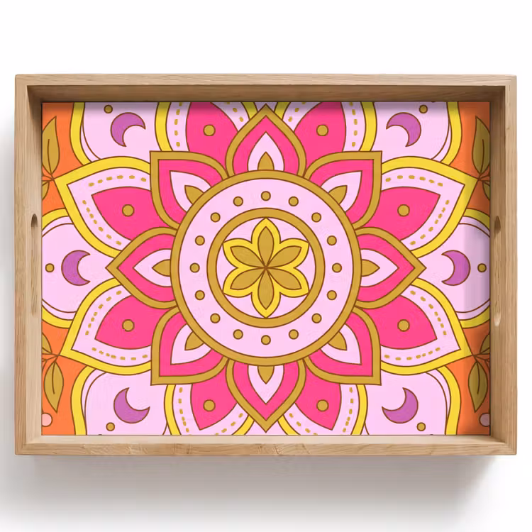 Dienblad - Patroon - Bloemmotief - Decoratie - Abstract - Roze — 1