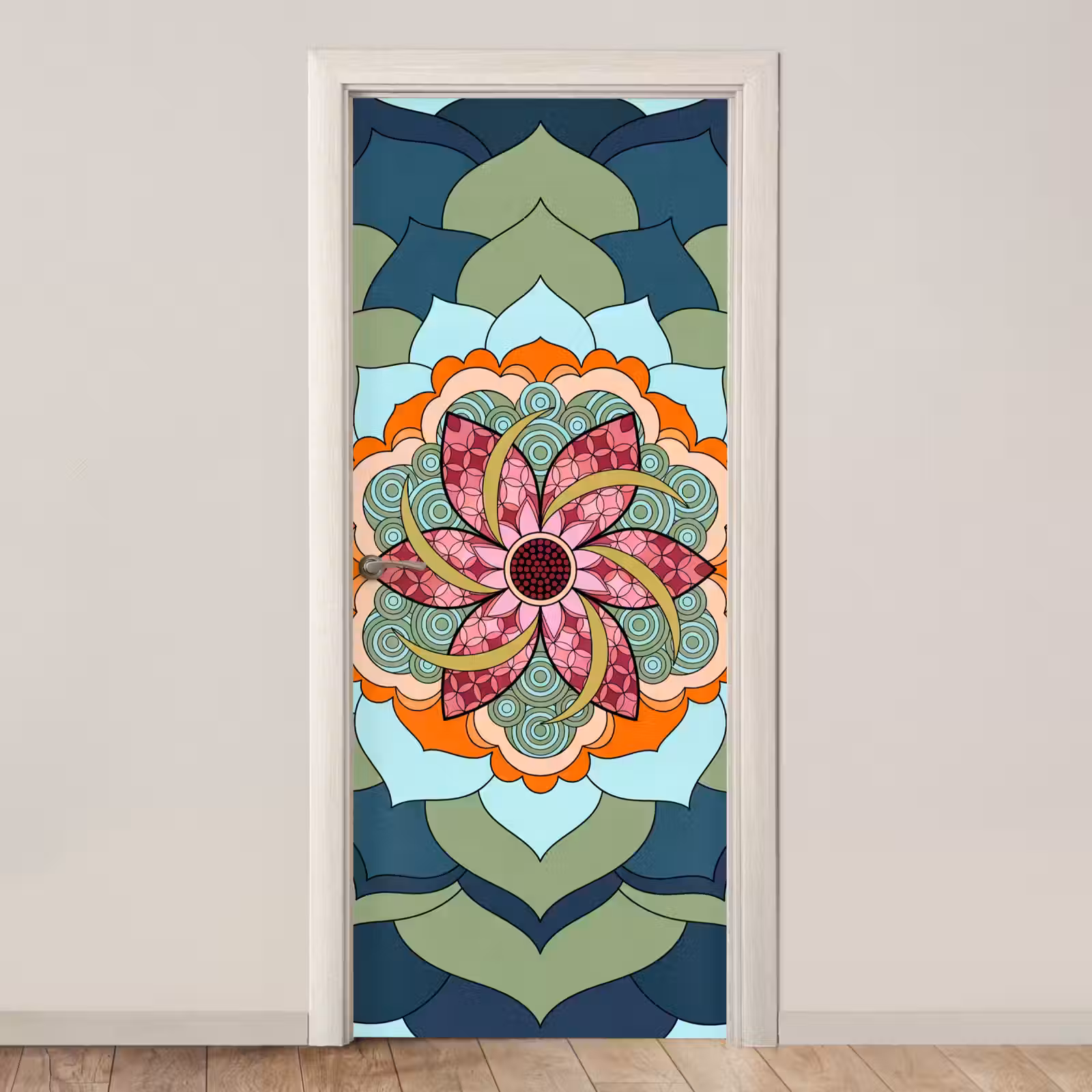 Deursticker - Mandala - Geometrisch - Kunst - Decoratief - Kleurrijk — 1